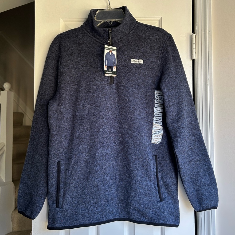 NWT Eddie Bauer Men’s Quarter Zip Sweater Fleece Small - Picture 8 of 9